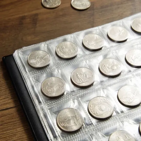 Juvale 240 Pocket Coin Holders for Collectors - Coin Collection Album for Pennies, Quarters, Rare Coins (Dark Blue) image {2}