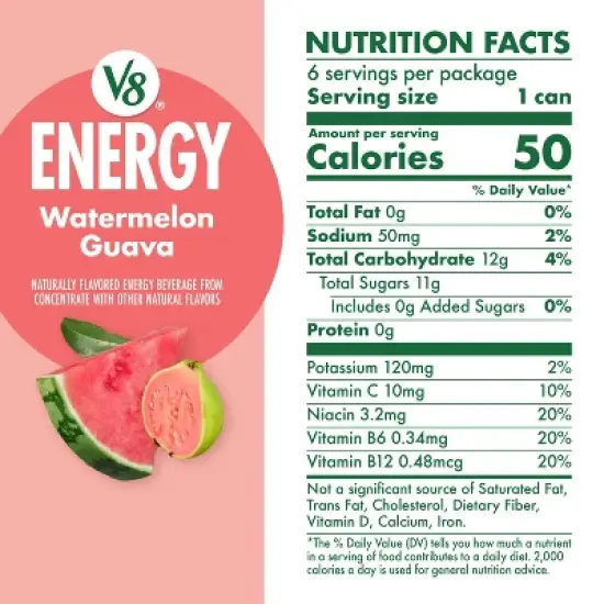 V8 +Energy Summertime Watermelon Energy Drink - 6pk/8 fl oz Cans image {6}