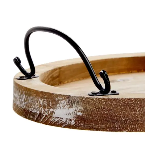 Farmlyn Creek Oval Wooden Serving Tray with Handles, Decorative Platter for Coffee Table, Living Room (15.75 x 10.8 x 1.25 In) image {4}