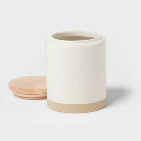 Small Camwood Collection Stoneware Canister With Wood Lid Cream - Threshold&trade; image {2}