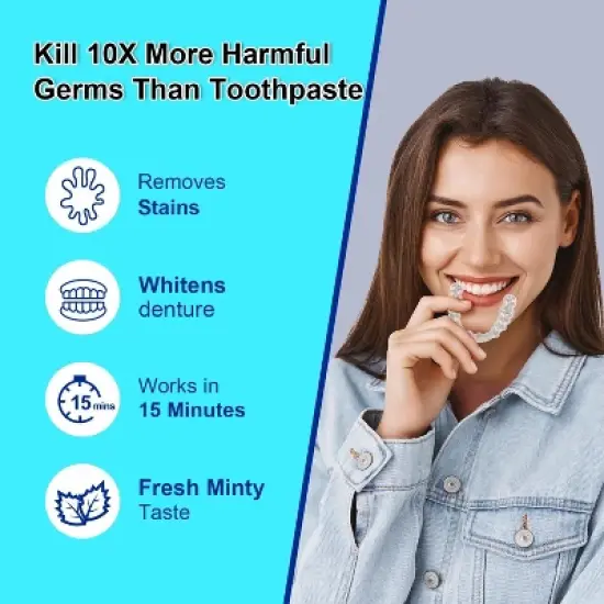 MySmile Retainer Cleaner 120 Tablets, Remove Odors, Stains & Plaque from Aligners, Mouth Guards & More (Mint & Orange Flavor) image {3}