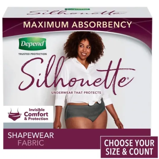 Depend Silhouette Incontinence & Postpartum Underwear for Women - Maximum Absorbency - Black image {1}