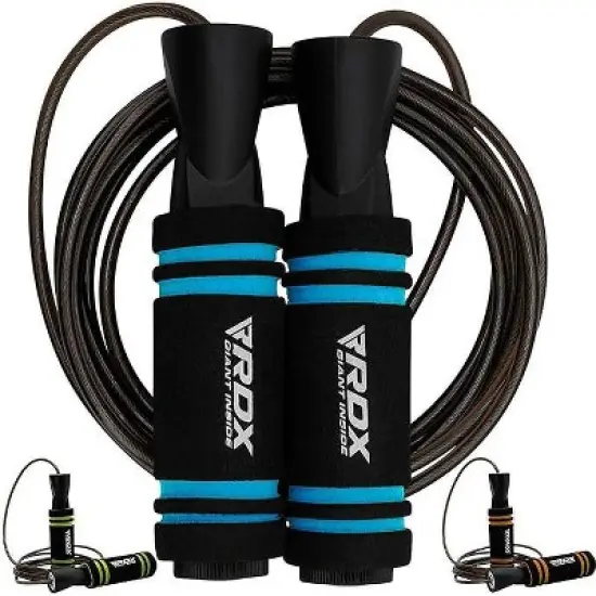 RDX Sports Skipping Rope with Anti-Slip Soft Memory Foam Weighted Handles, 10.3FT Adjustable Tangle-Free PVC Coated Steel Jump Cable image {7}