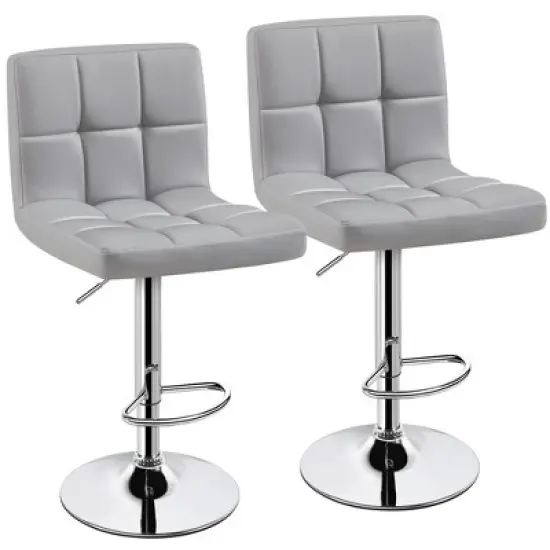 Yaheetech 2pcs Adjustable PU Leather Swivel Stool Armless Chairs with Bigger Base image {13}