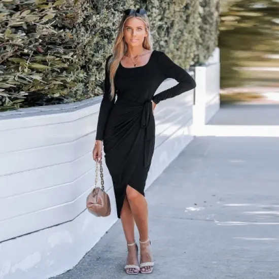 Women's Onyx Belted Wrap Midi Dress - Cupshe image {3}