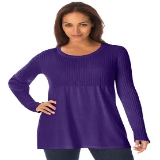 Jessica London Women&rsquo;s Plus Size Ribbed Baby Doll Tunic Sweater image {7}