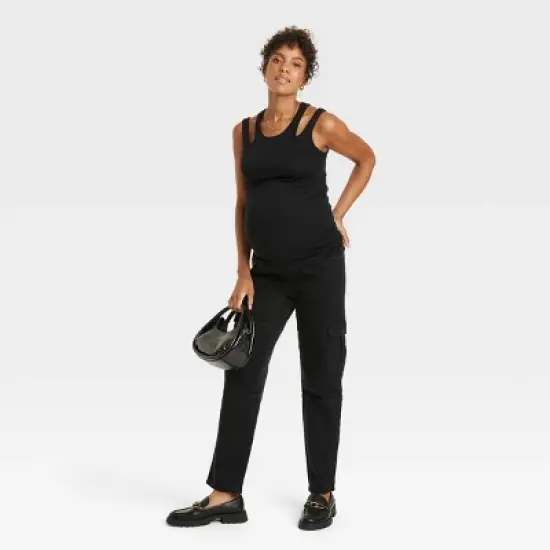 Over Belly 90's Straight Maternity Jeans - Isabel Maternity by Ingrid & Isabel&trade; image {2}