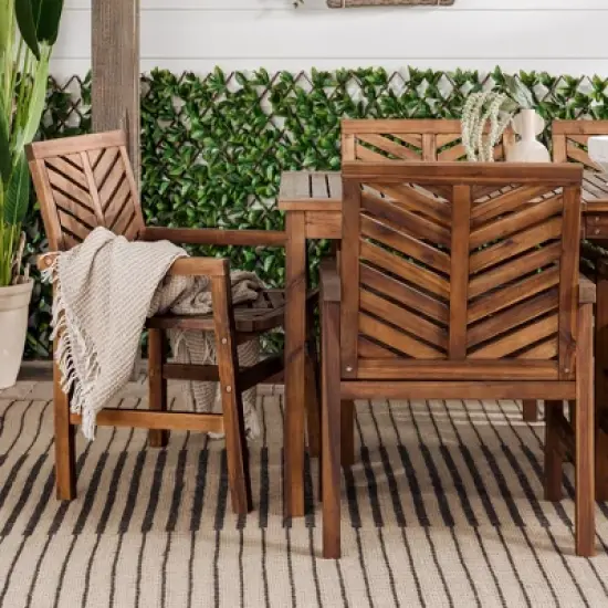 7pc Slatted Chevron Acacia Patio Dining Set - Saracina Home image {6}