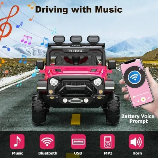 12V Kids Ride On Truck Car with Parent Remote Control, Kids Electric Vehicles Battery Powered Toy Car for Kids,LED,3 Speeds image {3}