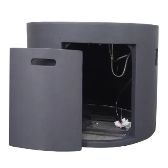 31 Inch Round Outdoor Fire Pit With Built In Tank Storage And Modern Concrete Design image {7}