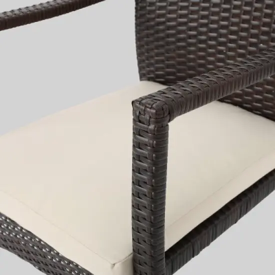 Tritan 6pc Aluminum & Wicker Patio Dining Set - Brown - Christopher Knight Home image {7}