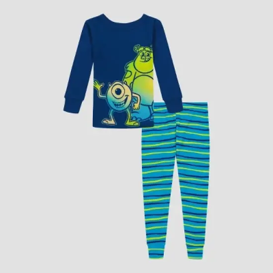 Toddler Boys' 4pc Monsters, Inc. Tie-Dye Snug Fit Pajama Set - Green image {2}