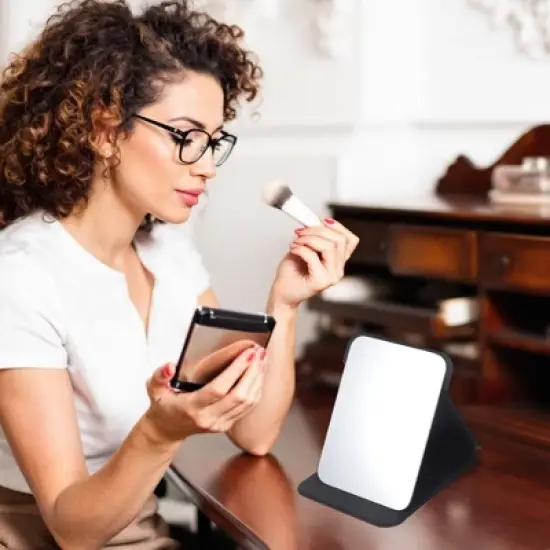 Unique Bargains Women Convenient Makeup Mirror for Travel Light Gray 1 Pc image {2}