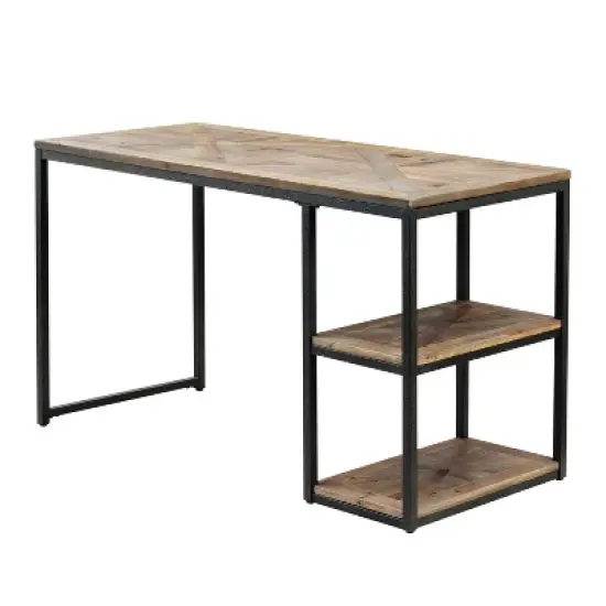 Garris Reclaimed Wood Writing Desk Black - Aiden Lane image {4}