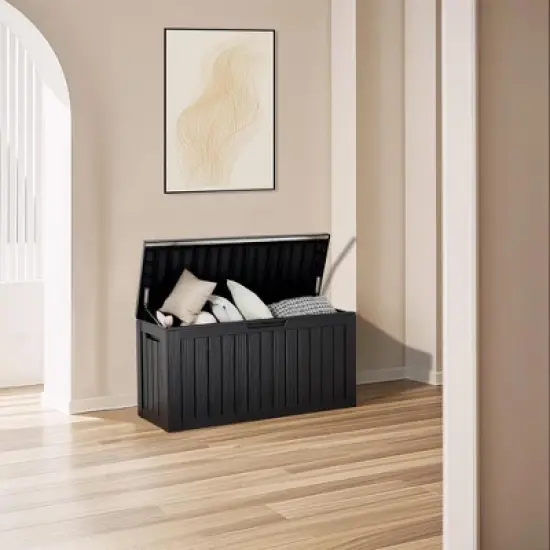 Decksplore 80 Gallon Deck Box Indoor/Outdoor Storage Box  Space-Saving All-Weather image {9}