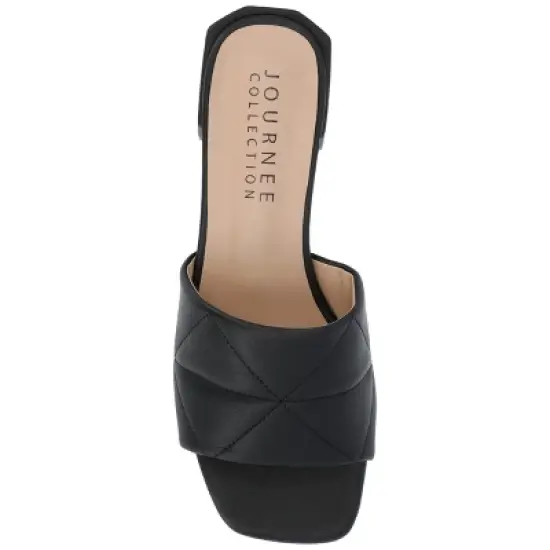 Journee Collection Womens Elidia Slip On Block Heel Vegan Leather Sandals image {3}