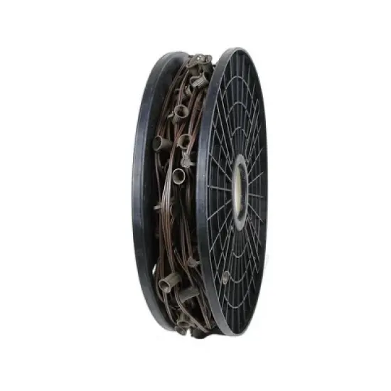 Novelty Lights 250 Feet C7/E12 Candelabra Base Christmas Bulk Spool, Vintage Holiday Hanging Light String, 6" Spacing, SPT-1 18 Gauge Brown Wire image {2}