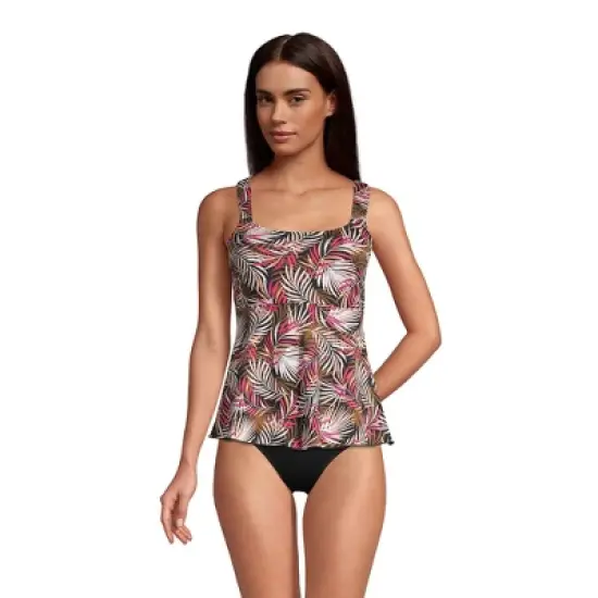 Lands' End Women's Mastectomy Flutter Scoop Neck Tankini Top Comfort Adjustable Straps image {4}
