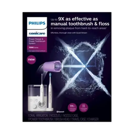 Philips Sonicare Power Flosser & Rechargeable Electric Toothbrush System 7000 - HX3921/40 - White image {1}