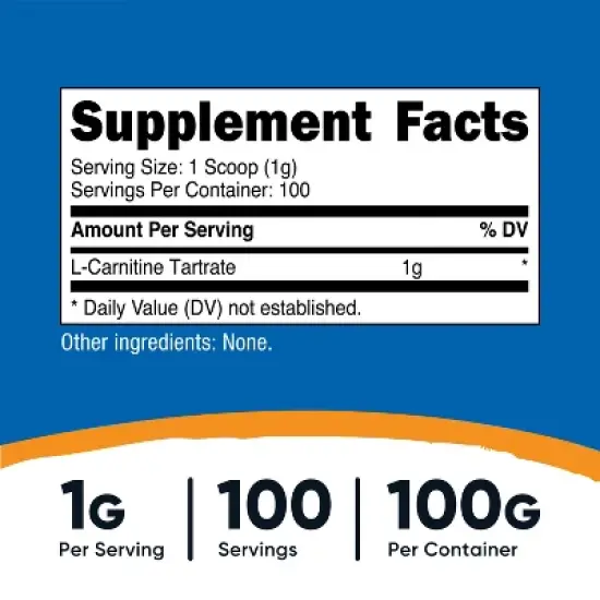 Nutricost L-Carnitine Tartrate Powder (100 Grams) image {1}