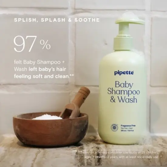 Pipette Baby Shampoo + Wash Fragrance Free - 11.8 fl oz image {2}
