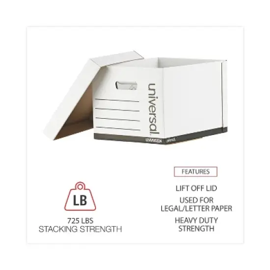 Universal Heavy-Duty Fast Assembly Lift-Off Lid Storage Box, Letter/Legal Files, White, 12/Carton image {5}