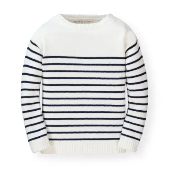 Hope & Henry Girls' Organic Cotton Breton Pullover Sweater, Infant image {5}