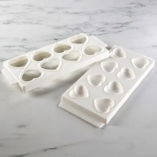 Mini Heart Ravioli Molds (2 Pack) - Homemade Filled Pasta Maker - 2 Piece Tray & Press makes 8 Stuffed Raviolis at a Time, Easy to Use and Clean image {4}