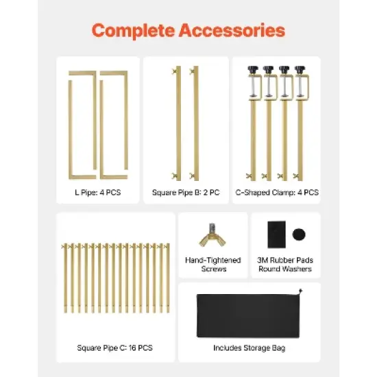 VEVOR Over The Table Rod Stand with Clamps, 13"-42" Tall & 28"-98" Length Adjustable, 2 Packs Table Arch Stand, Tabletop Balloon Arch Frame, Gold image {6}