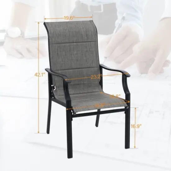 2pk Steel Patio Padded Sling Arm Chairs - Captiva Designs image {7}
