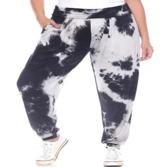 Women's Plus Size Tie Dye Harem Pants - White Mark image {1}