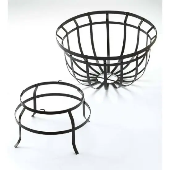 Plow & Hearth - Footed Steel Round Basket Planter with Natural Coir Liner image {2}