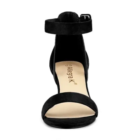 Allegra K Women's Ankle Strap Block Low Heel image {2}