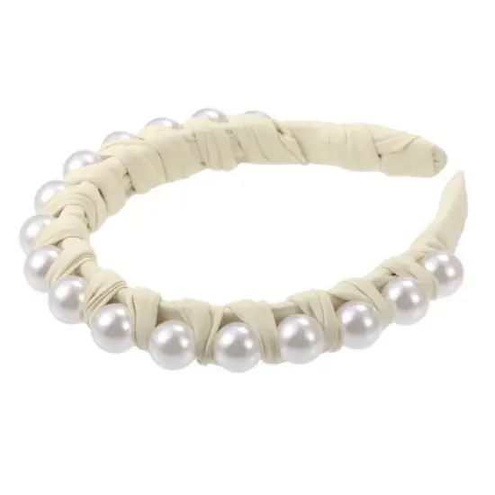 Unique Bargains Women's Fashion Faux Pearl Braided Tape Headband Hairband 0.79 Inch Wide 1 Pc image {11}