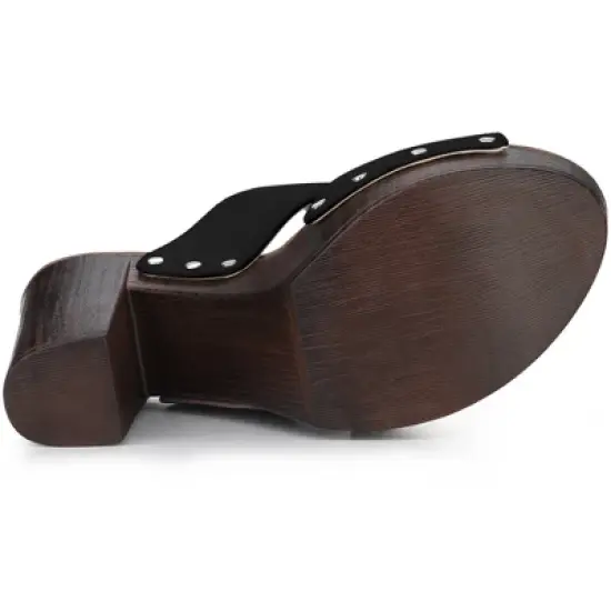 Perphy Women's Sandal Platform Slip on Block High Heels Slides Mule image {4}