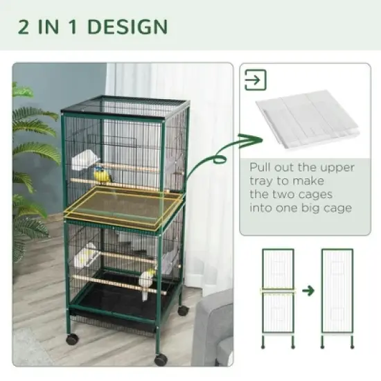 Resenkos Rabbit Hutch, Duck Cage Hutch,Rabbit Coop, 54" 2-Story Large Rabbit Hutch Bunny Cage with Lockable Doors, No Leak Tray,Natural Orange image {1}