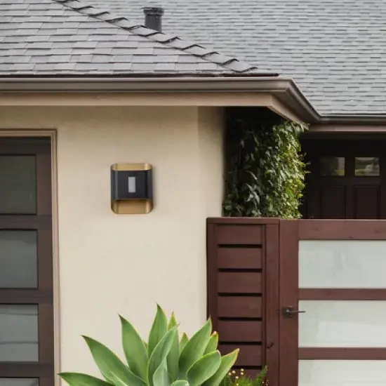 C Cattleya 2-Light Outer Black Inner Gold Aluminum LED Outdoor Wall Sconce (2-Pack) image {4}