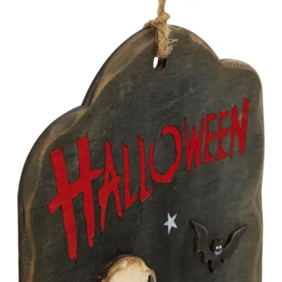 Northlight 9.75" Skeleton and Jack-O-Lantern Halloween Wall Sign image {2}