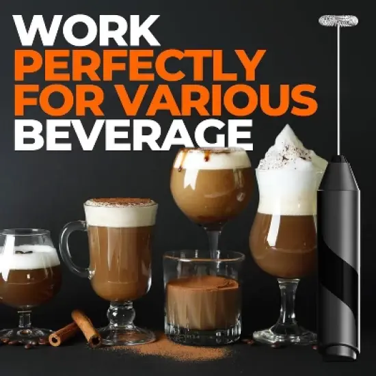 EZBASICS Milk Frother Wand, Handheld Milk Frother Drink Mixer, Electric Whisk Foam Maker for Coffee, Stainless Steel Whisk Coffee Enthusiasts Gift image {5}