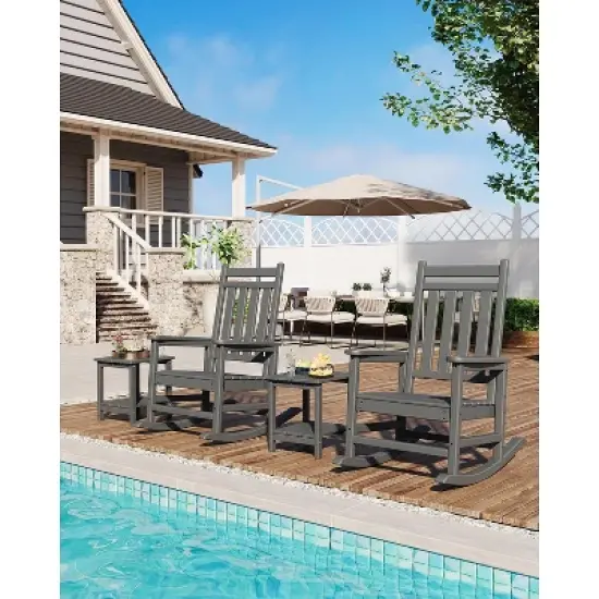 TROPOW Outdoor Side Table 18 x 15 inch, HDPE 2-Tier Patio Side Tables for Outside, All-Weather End Table for Patio Pool Deck Indoor Backyard image {6}