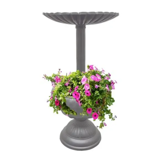 Ornate Cast Aluminum 35" Bird Bath with Planter - Oakland image {5}