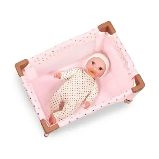 LullaBaby Doll Playpen Pink Foldable Accessory - Gold Star Print image {2}