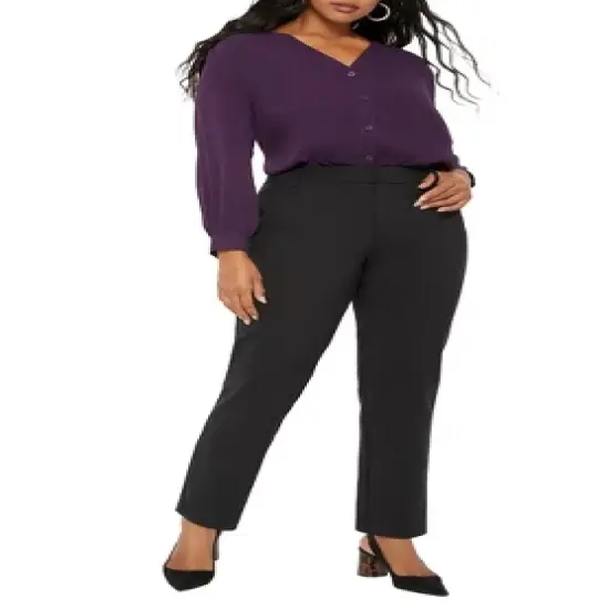 ELOQUII Women&rsquo;s Plus Size Kady Fit Double-Weave Pant image {2}