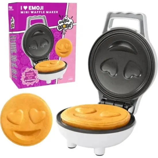 WaffleWow Heart Eye Emoticon Mini Waffle Maker - Make Breakfast Fun w/ Smiley Face Designs, Electric Nonstick Waffler - Officially Licensed by Emoji image {5}