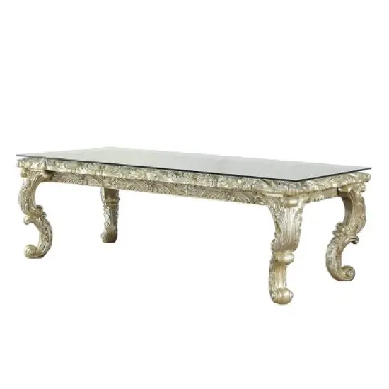 99" Vatican Dining Table Champagne Silver Finish - Acme Furniture image {1}