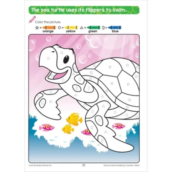 School Zone Color by Shape Animal Fun Workbook - (Paperback) image {4}