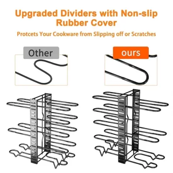 Itopfox Upgraded Pots and Pans Organizer Rack for Kitchen Storage with 8 Tiers & 3 DIY Methods, Rust-proof & Anti-slip image {2}