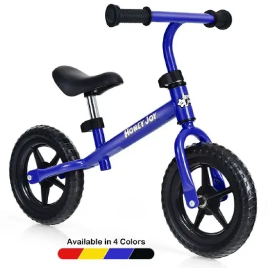 HoneyJoy Kids Balance Bike No Pedal Training Bicycle w/Adjustable Handlebar & Seat Yellow\Black\Blue\Red image {10}