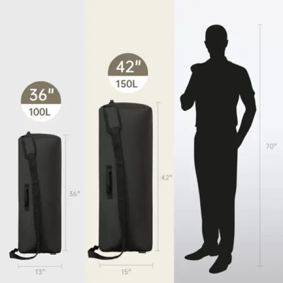 42 Inch Canvas Duffel Bag 150L Extra Large Luggage Duffle for Travel Sport and Camping - Black image {3}