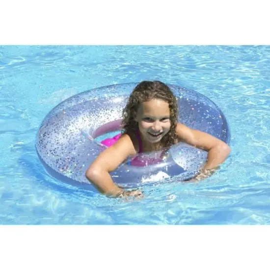 Poolmaster 36" Silver Glitter Swimming Pool Float Tube image {5}